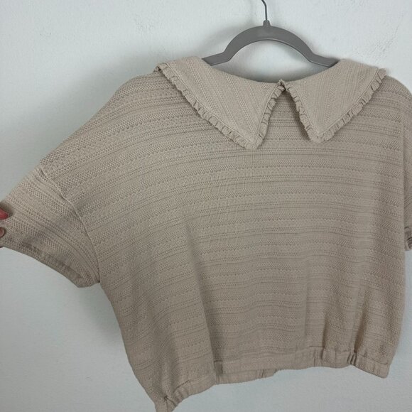 Madewell Ruffle Collared Crop Top M Ruffle Feminine Minimalist Contemporary Boho - Picture 11 of 11